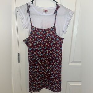 NWT Girl kids floral short dress. Size 10. Purple